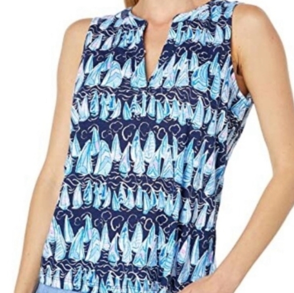 Lilly Pulitzer Tops - Lilly Pulitzer Top Low Tide Navy Sails And Stripes XL